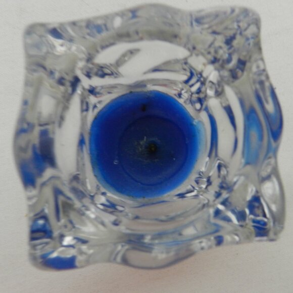 Partylite Ice Cube Candle Holders Clear Glass Square Votive Tea Light Set 2 Vtg - Picture 5 of 10